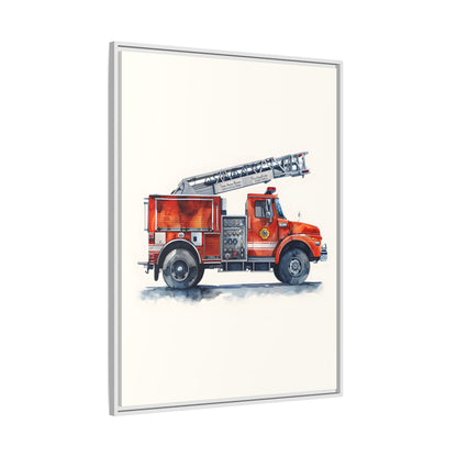 Framed Canvas - Ladder Firetruck Nursery