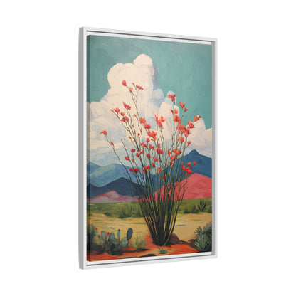 Framed Canvas - Ocotillo Cactus Desert Bloom
