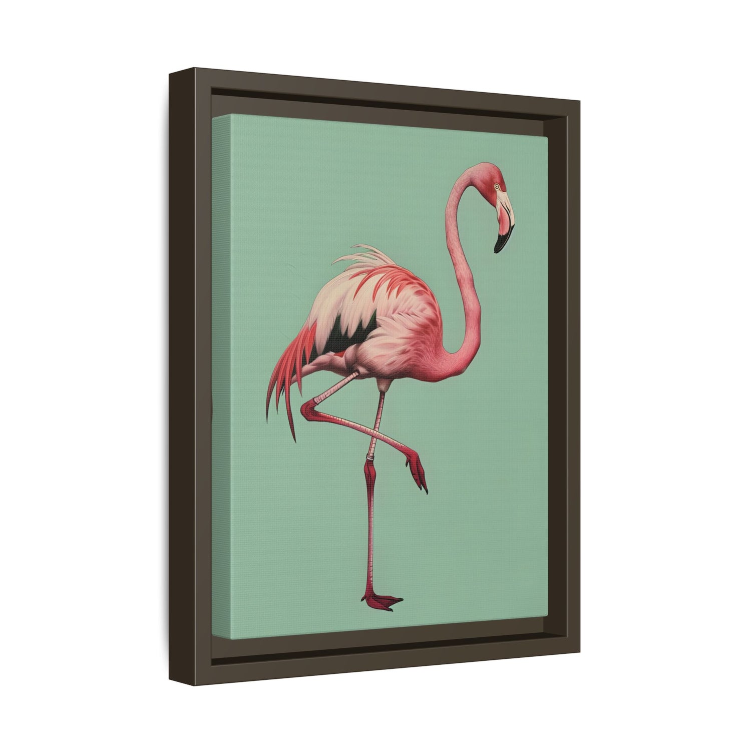 Framed Canvas - Pink Flamingo Tropical