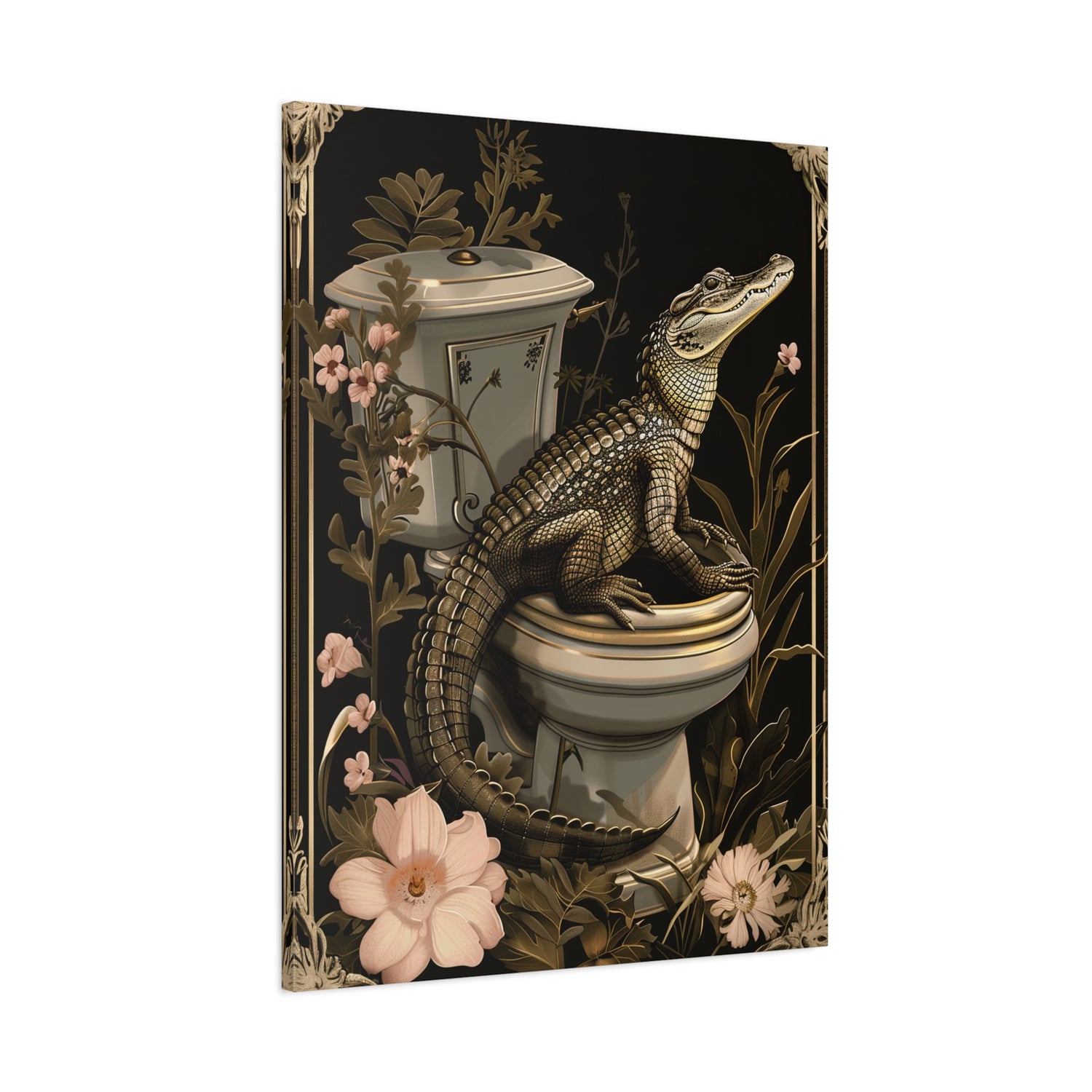 1.25" Matte Canvas - Toilet Gator Floral Surprise