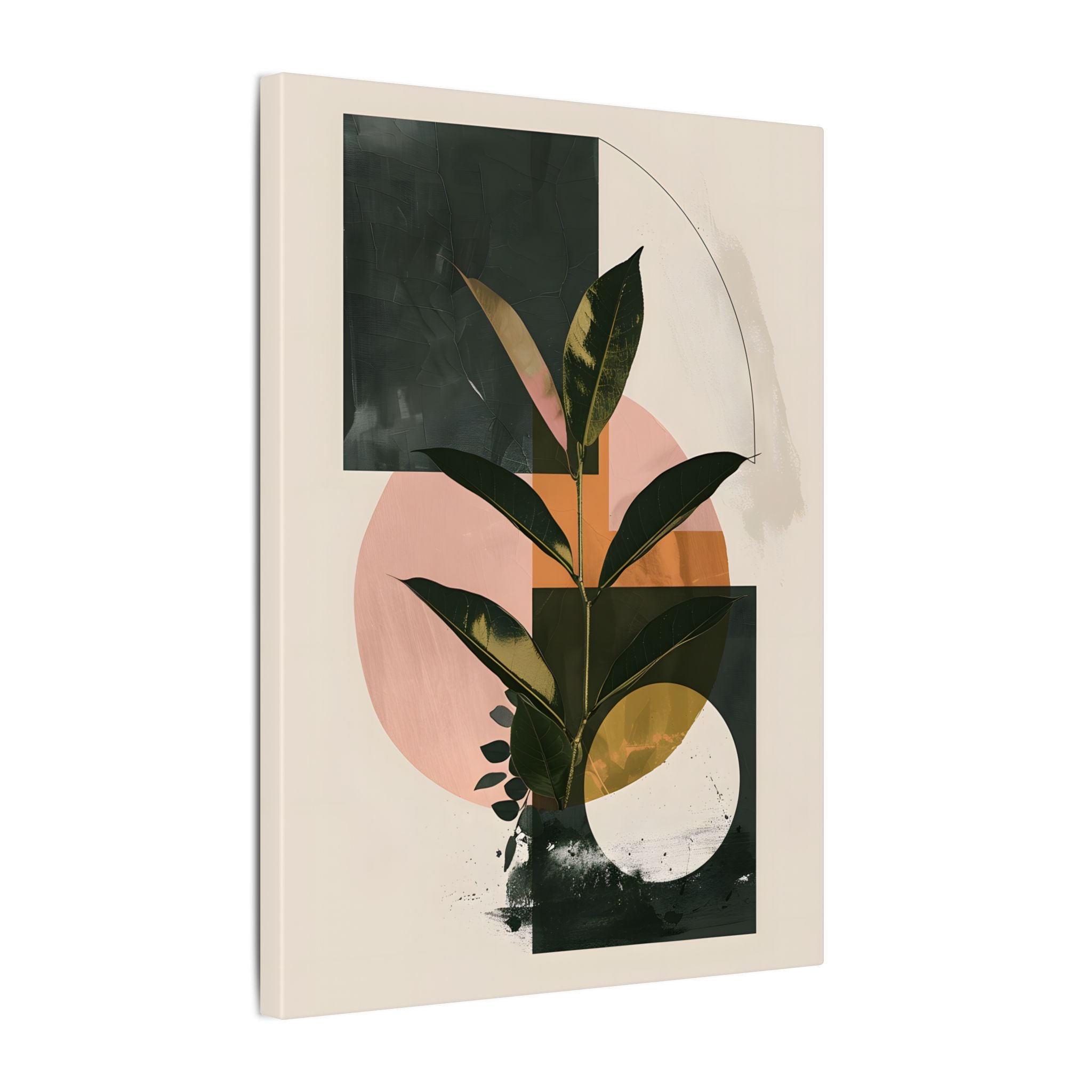 .75" Matte Canvas - Blush Geometry Leafscape