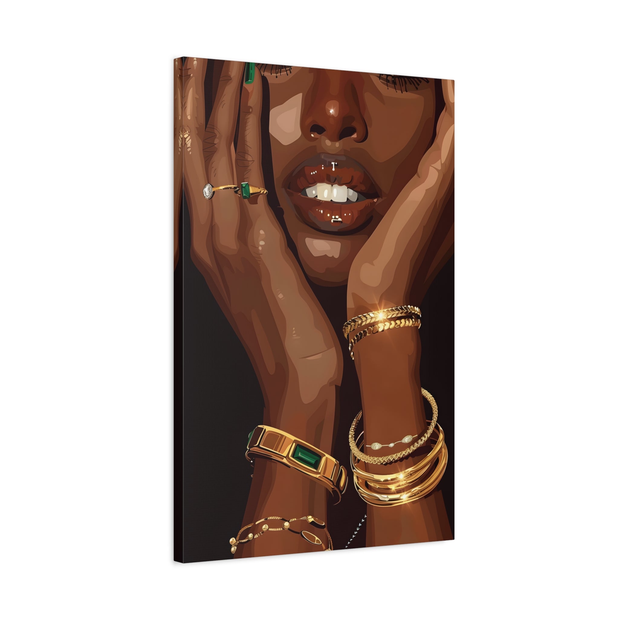 1.25" Matte Canvas - Golden Emerald Beauty Portrait