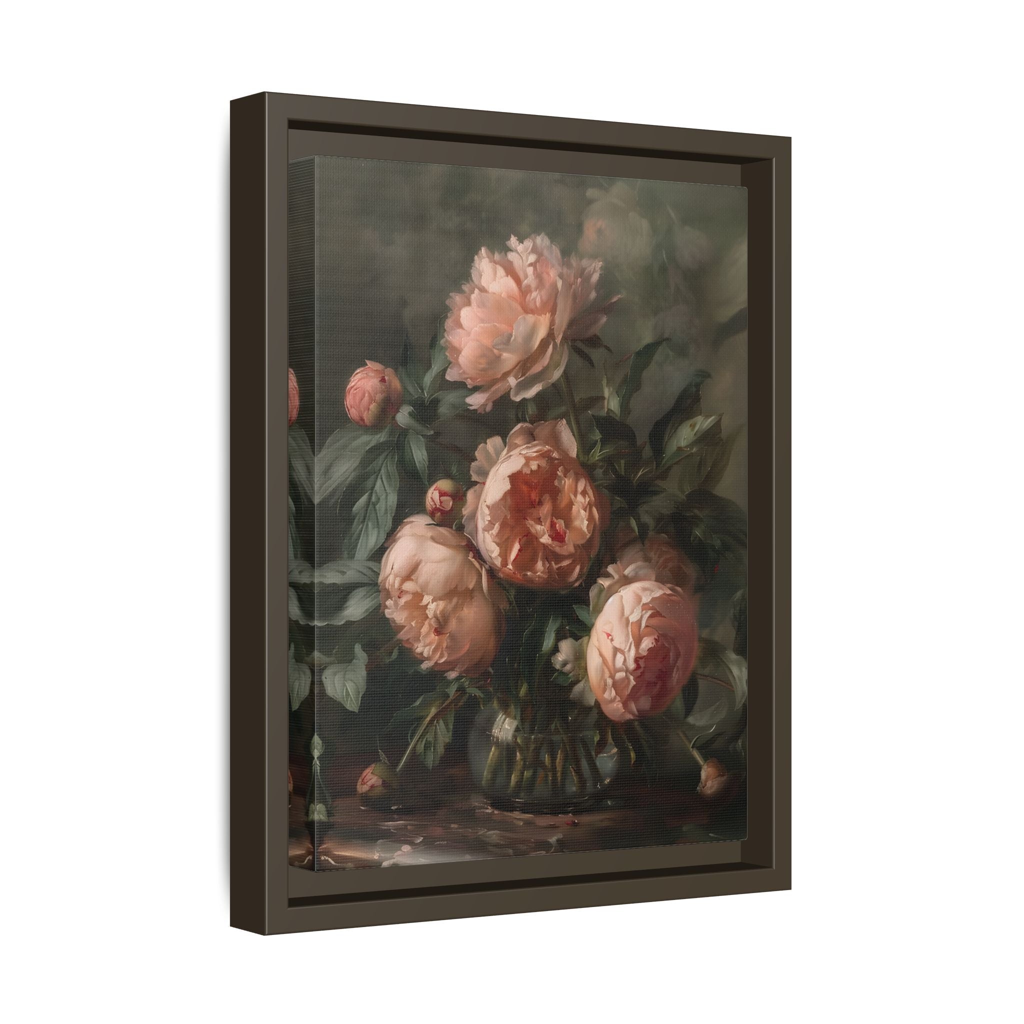Framed Canvas - Vintage Blush Peony Bouquet