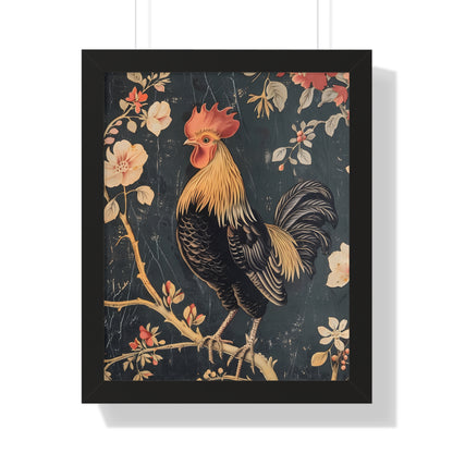 Framed Paper Print - Blooming Rooster Glory