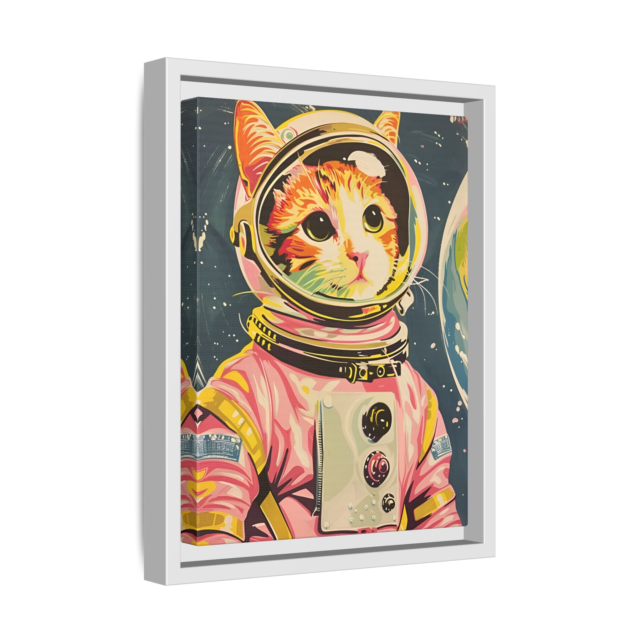 Framed Canvas - Catstronaut Pink Mission