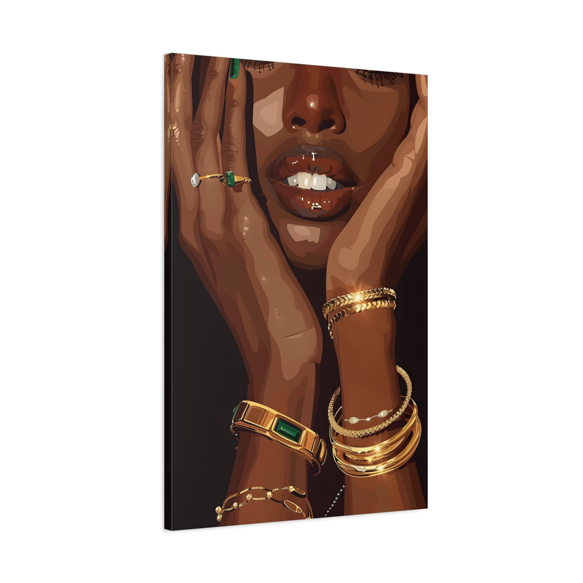 1.25" Matte Canvas - Golden Emerald Beauty Portrait