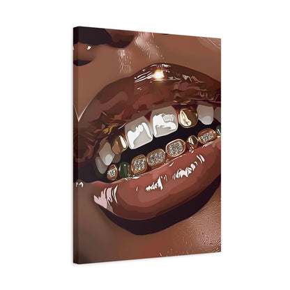 1.25" Matte Canvas - Golden Grill Smile