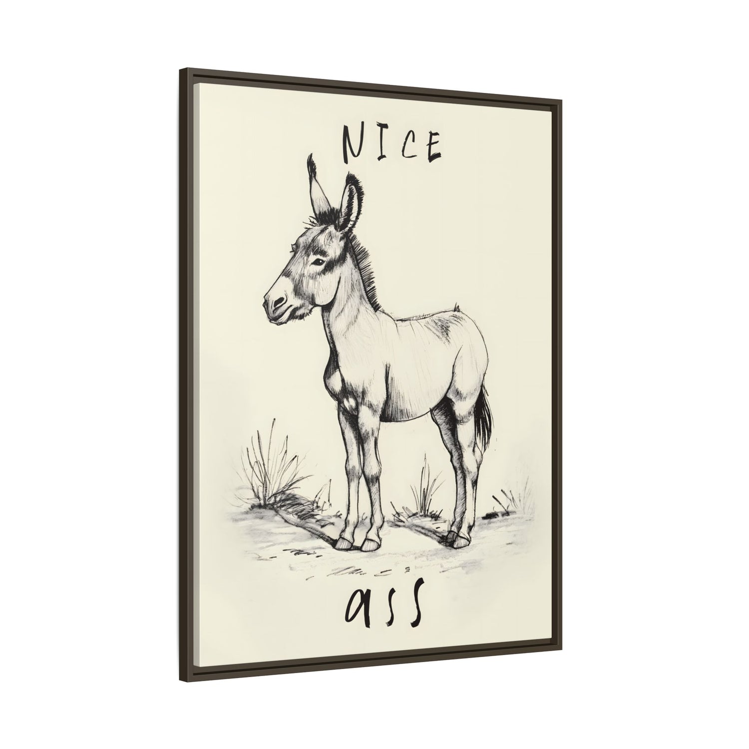 Framed Canvas - Donkey Line Art Humor