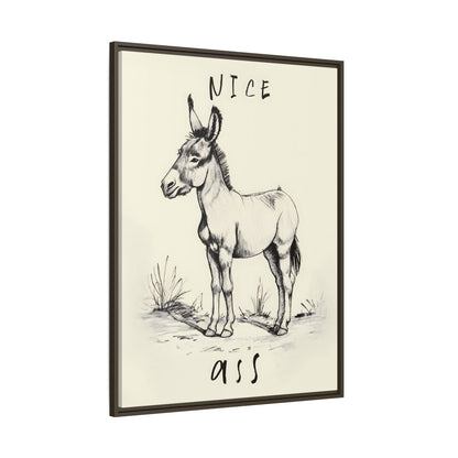 Framed Canvas - Donkey Line Art Humor