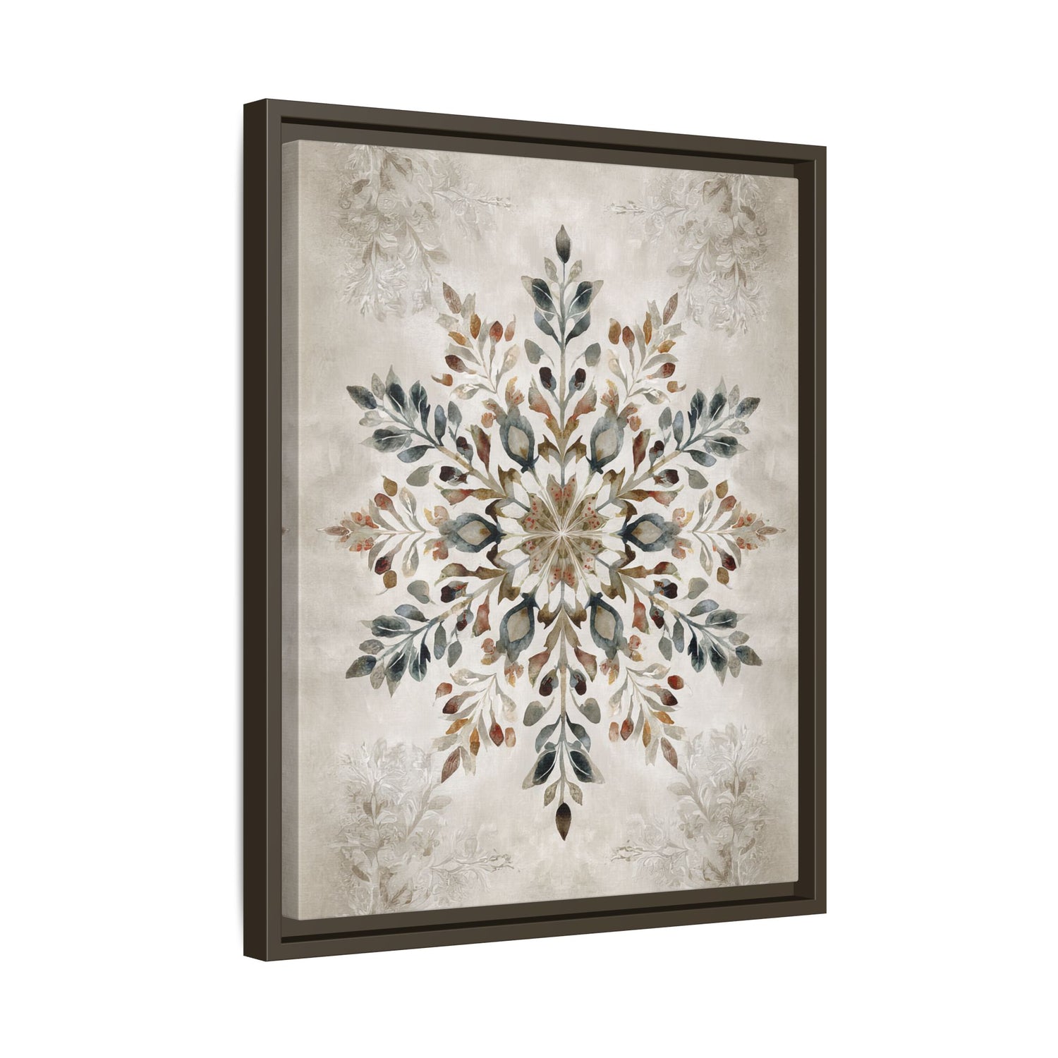 Framed Canvas - Nordic Botanical Snowflake