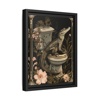 Framed Canvas - Toilet Gator Floral Surprise