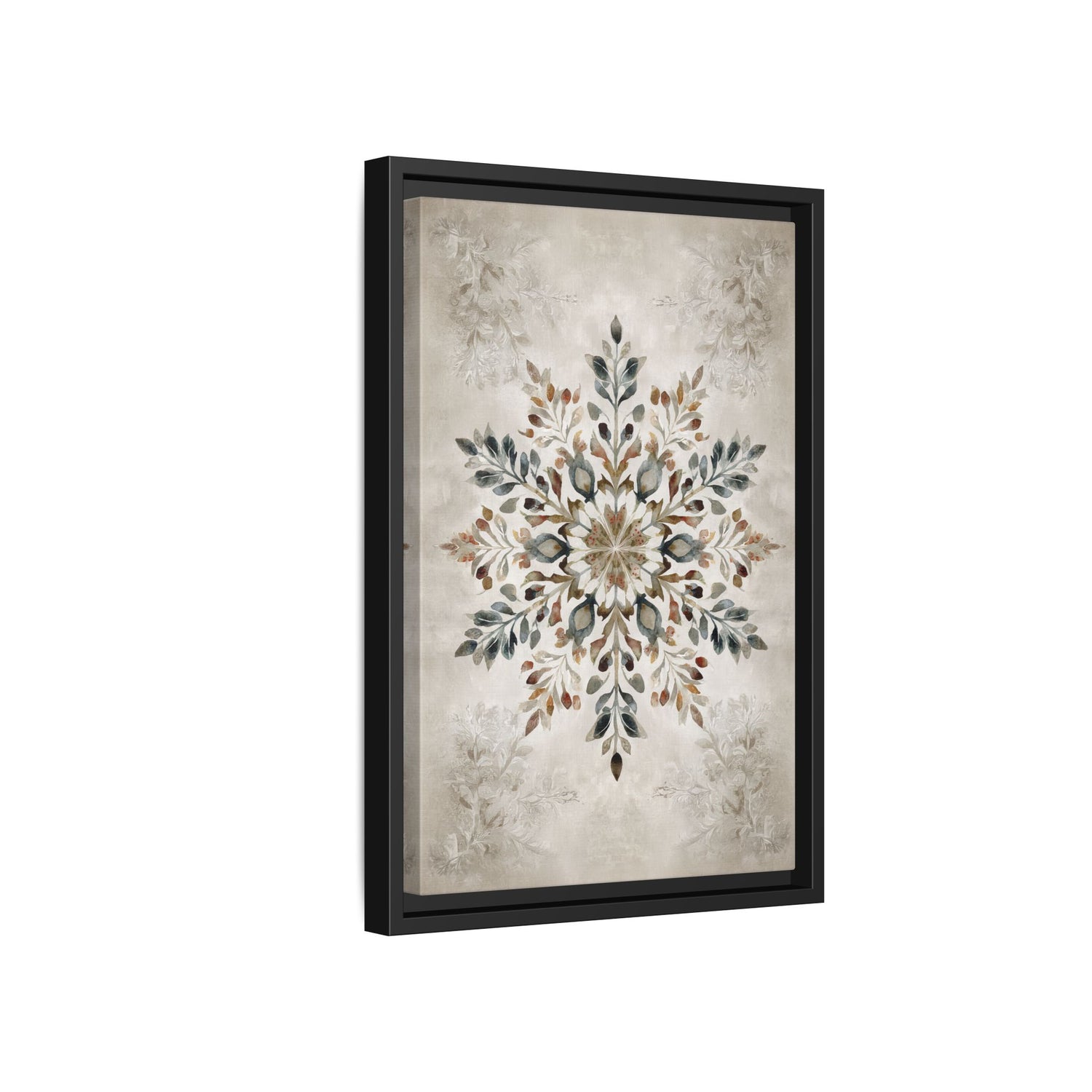 Framed Canvas - Nordic Botanical Snowflake