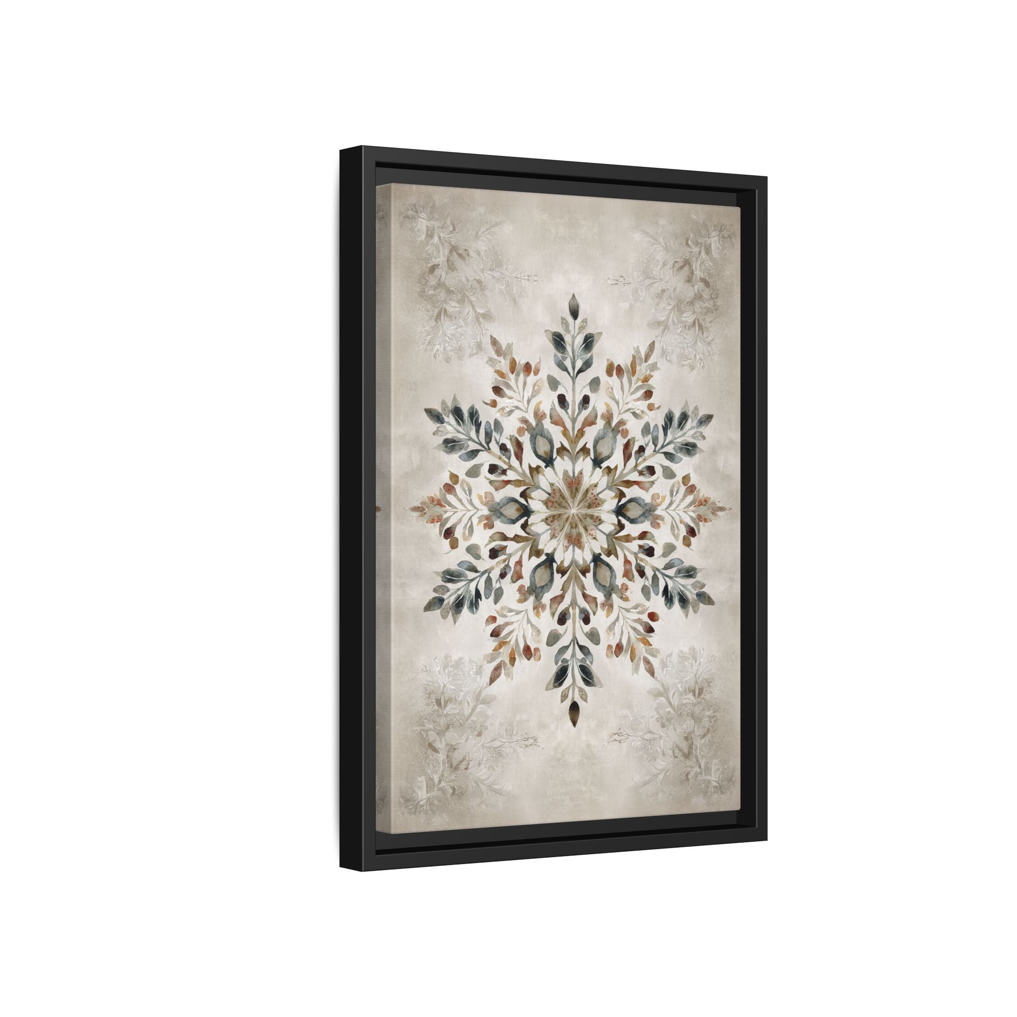 Framed Canvas - Nordic Botanical Snowflake