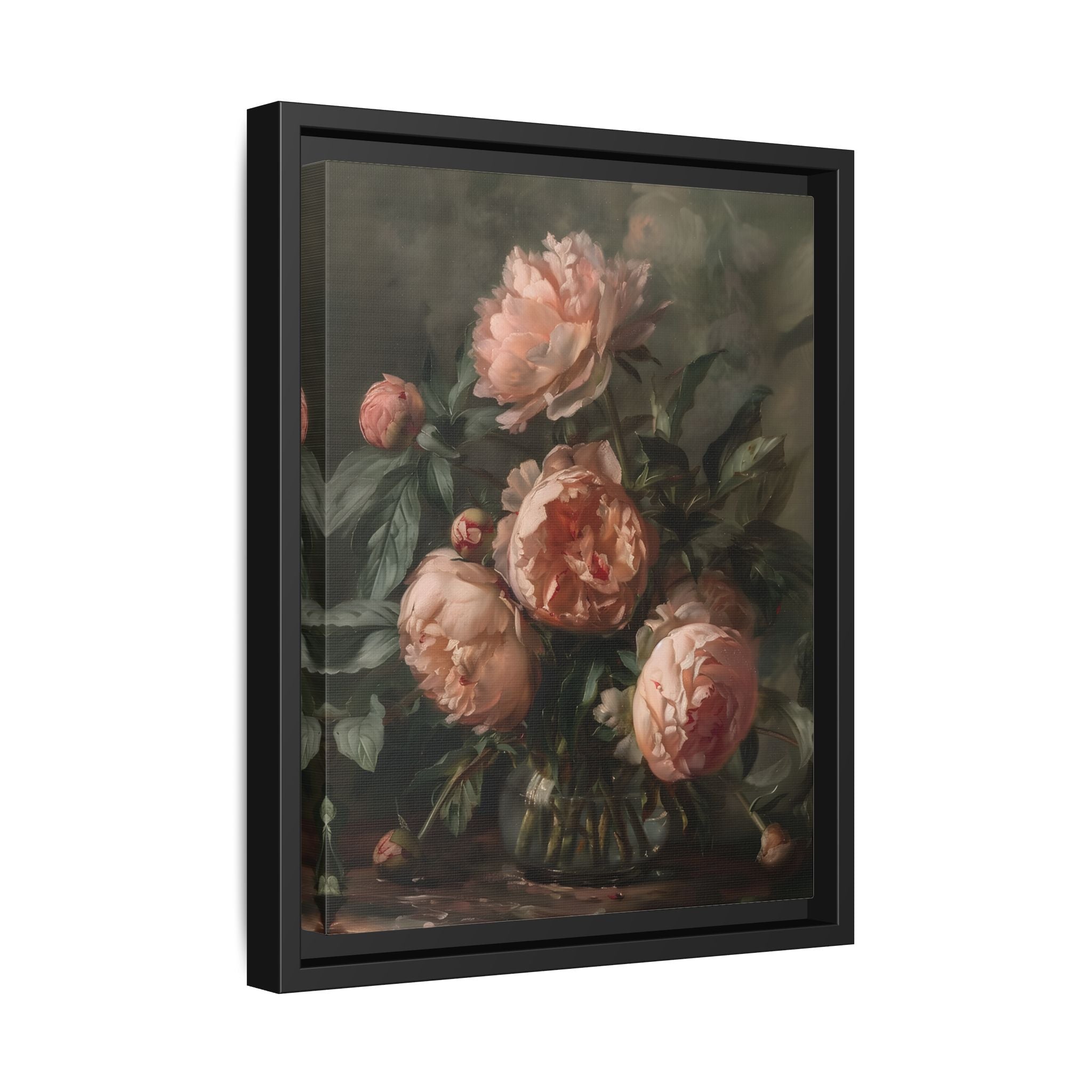 Framed Canvas - Vintage Blush Peony Bouquet