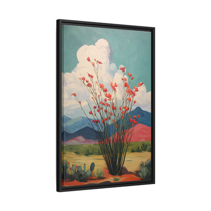 Framed Canvas - Ocotillo Cactus Desert Bloom