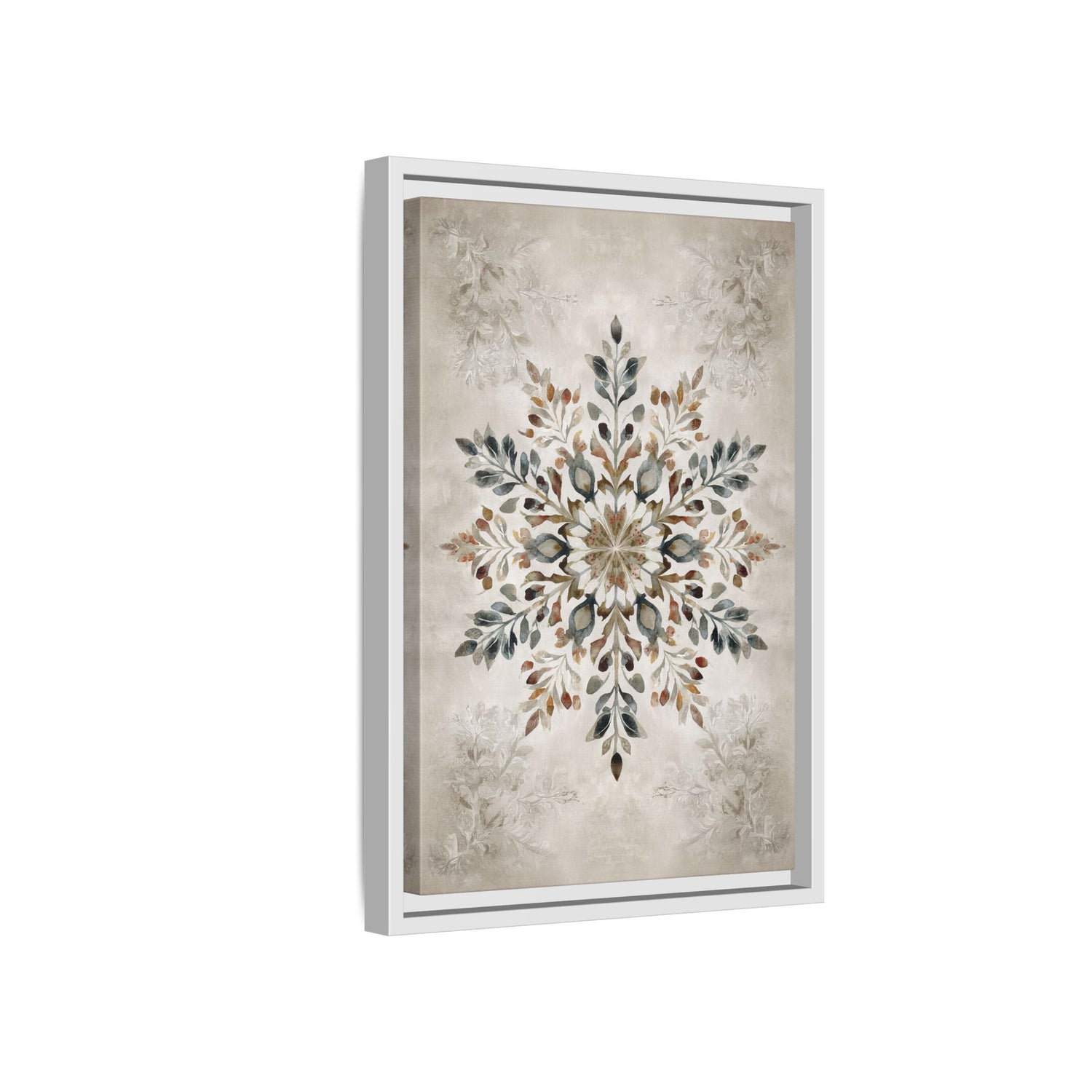 Framed Canvas - Nordic Botanical Snowflake