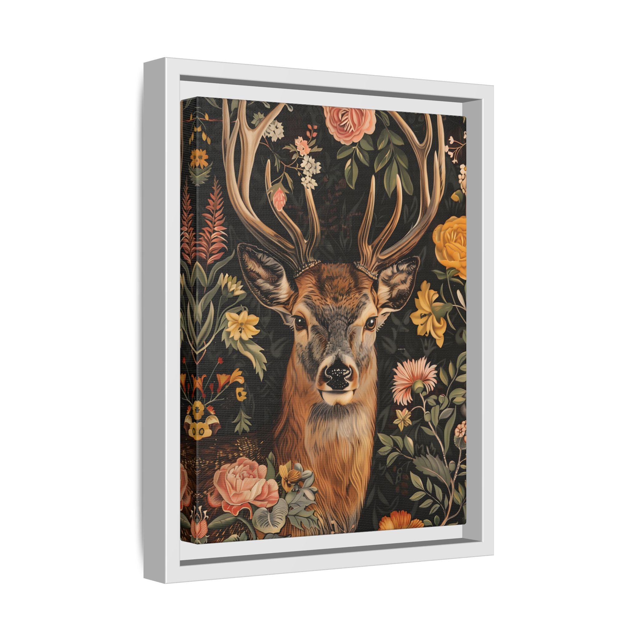 Framed Canvas - Floral Deer Majesty