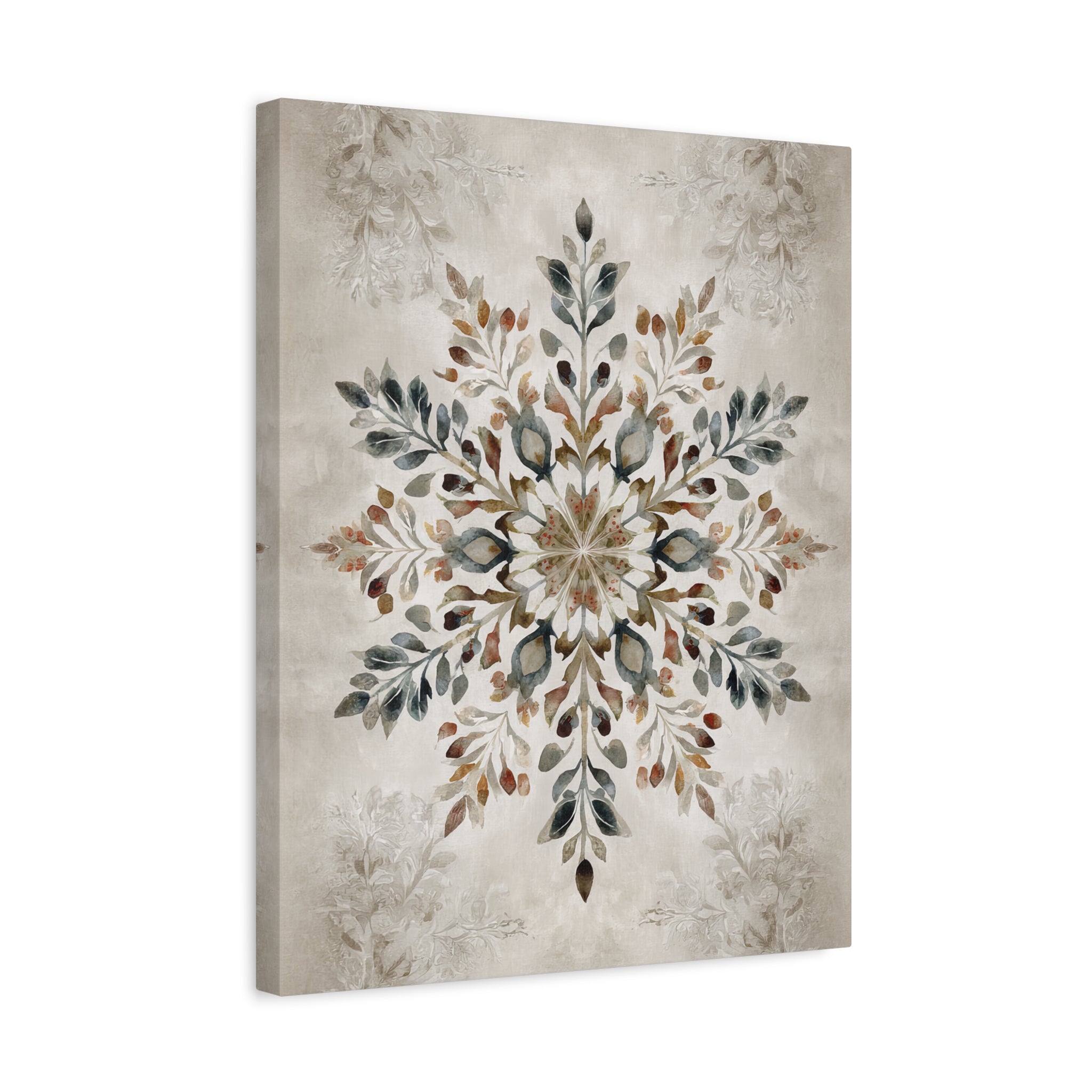 1.25" Matte Canvas - Nordic Botanical Snowflake