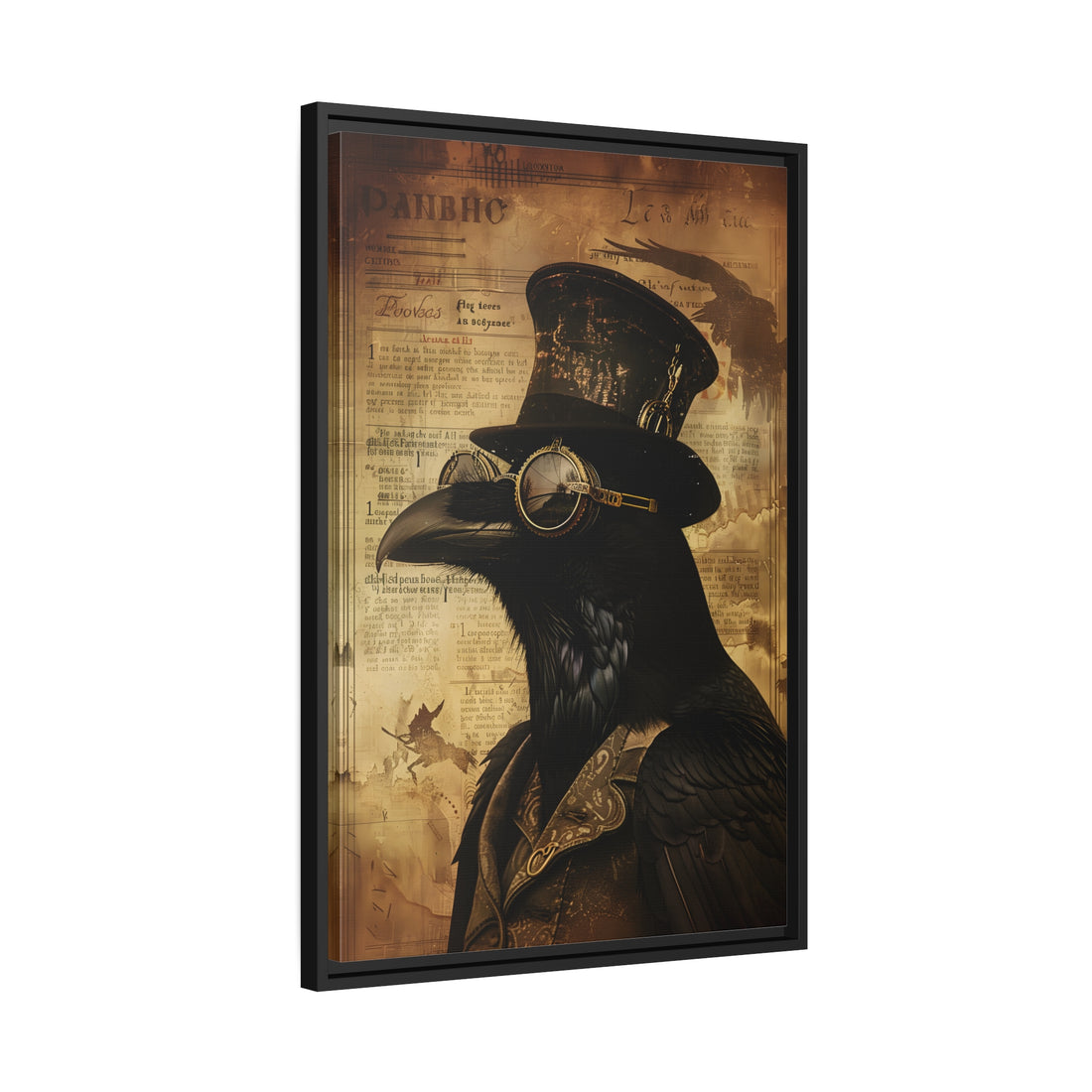 Framed Canvas - Steampunk Raven&