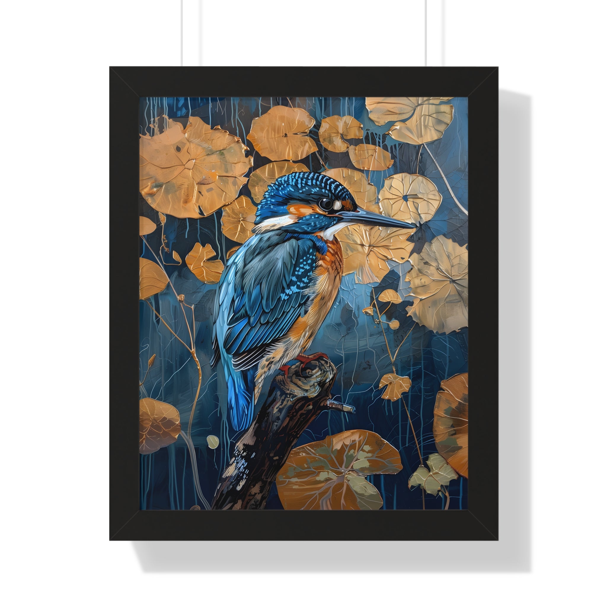 Framed Paper Print - Golden Leaves Kingfisher