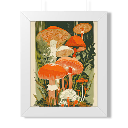 Framed Paper Print - Groovy Woodland Mushrooms