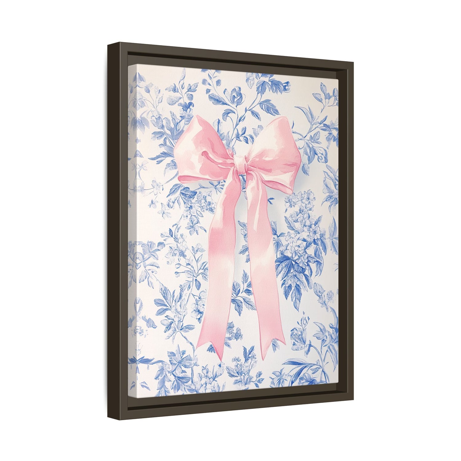 Framed Canvas - Pink Bow Floralscape