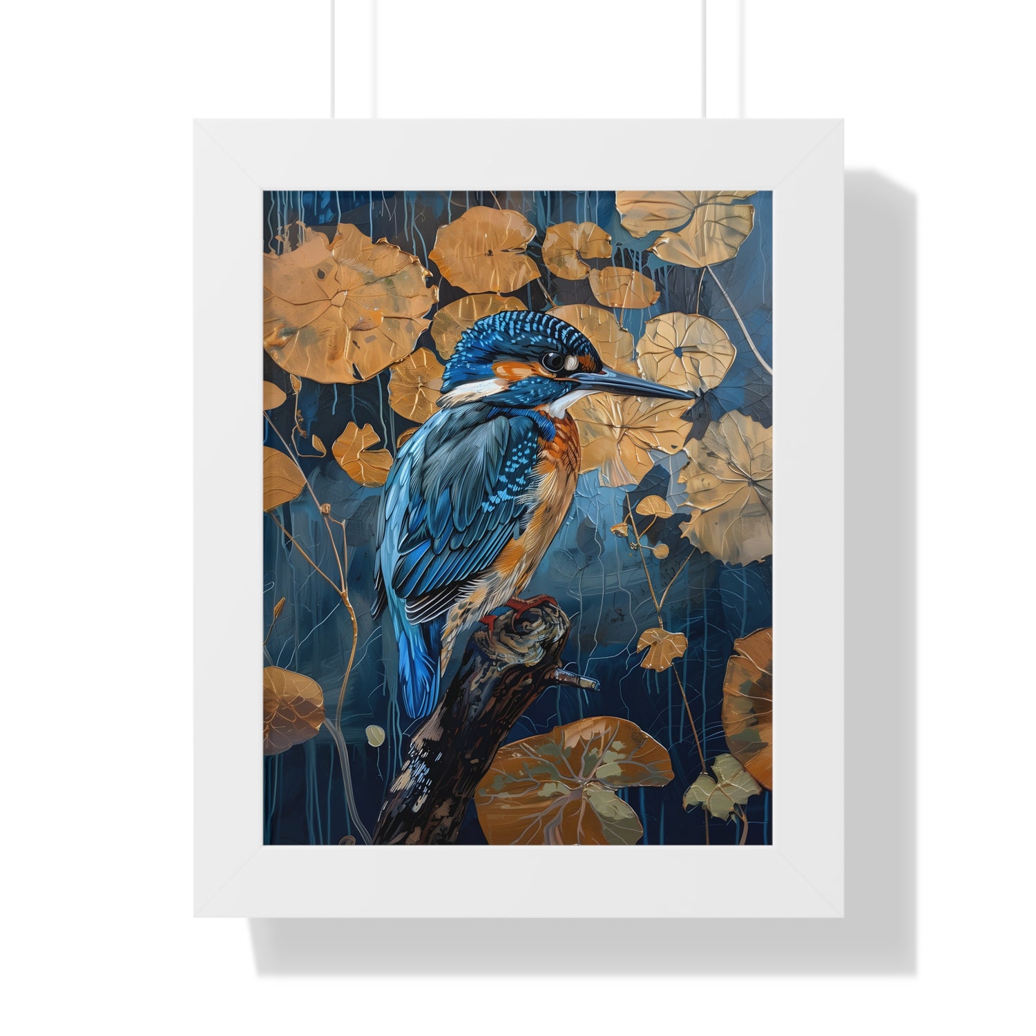 Framed Paper Print - Golden Leaves Kingfisher