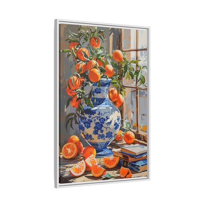 Framed Canvas - Sunlit Citrus &amp; Porcelain