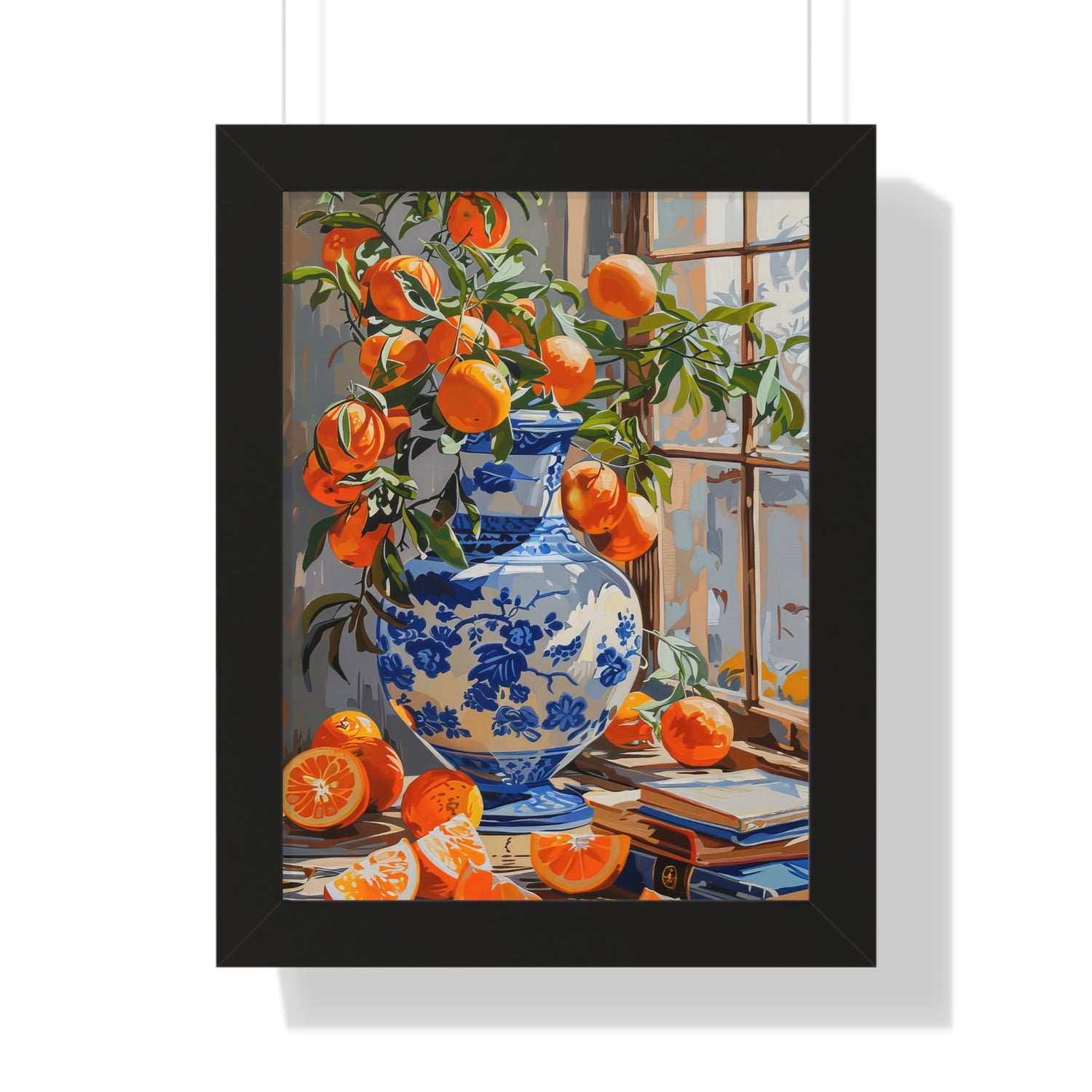 Framed Paper Print - Sunlit Citrus &amp; Porcelain