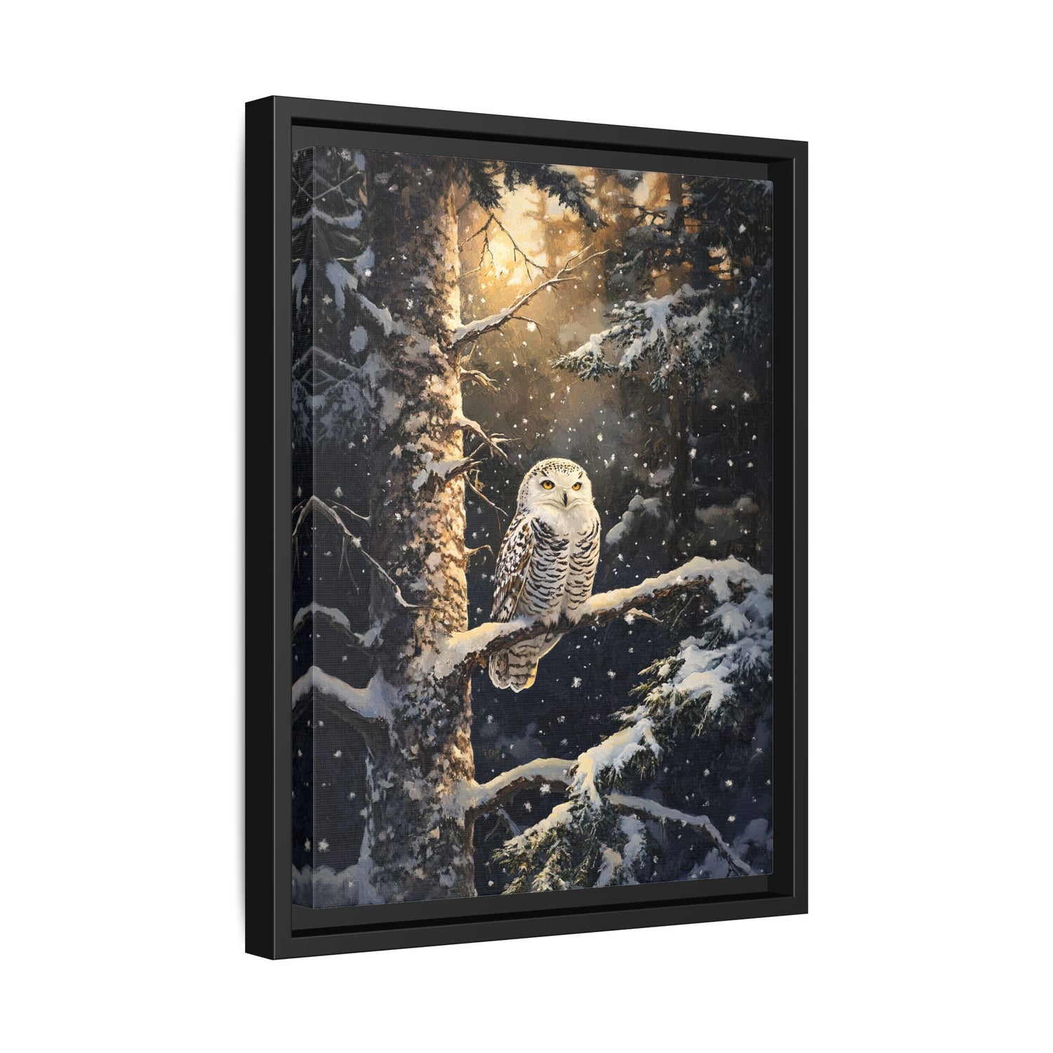 Framed Canvas - Silent Gaze Snow Owl