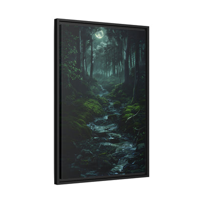 Framed Canvas - Moonlit Forest Stream