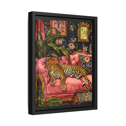 Framed Canvas - Leopard Lounge in Bloom