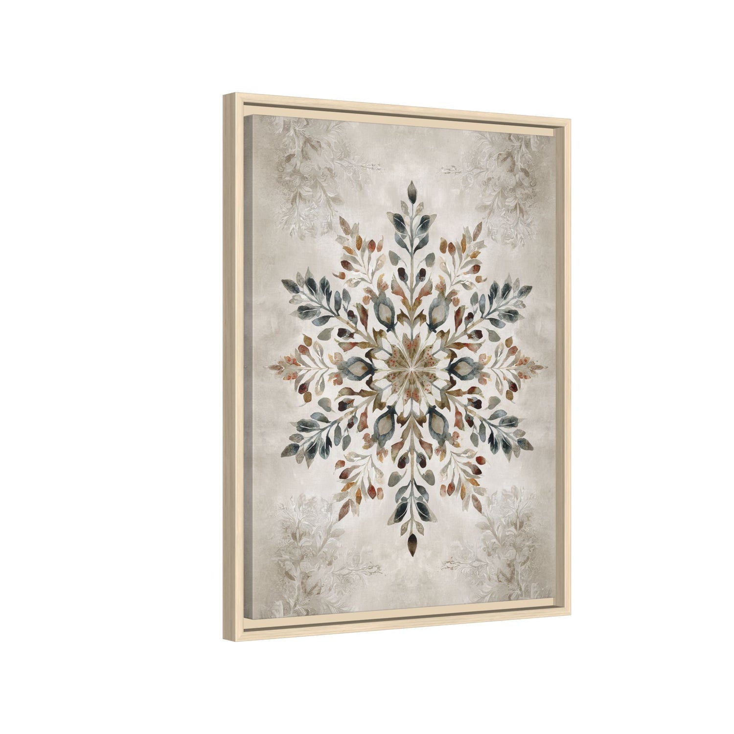 Framed Canvas - Nordic Botanical Snowflake