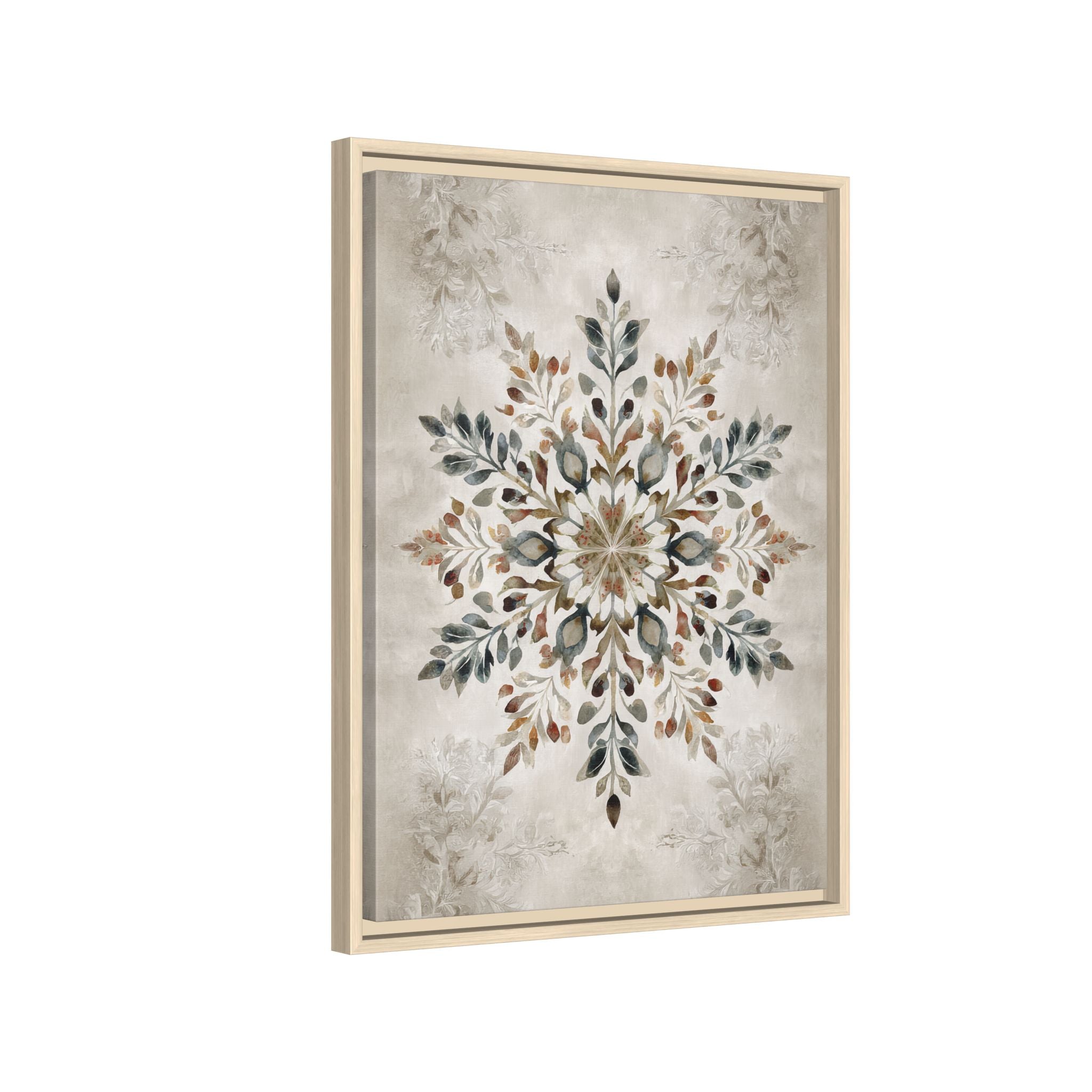 Framed Canvas - Nordic Botanical Snowflake