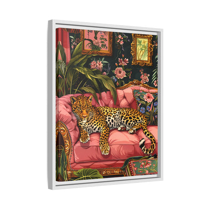 Framed Canvas - Leopard Lounge in Bloom
