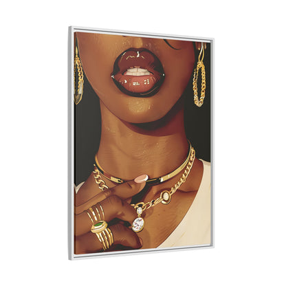 Framed Canvas - Golden Luxe Confidence Portrait