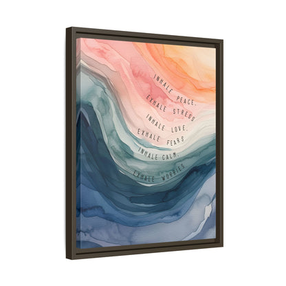 Framed Canvas - Inhale Exhale Watercolor Calm