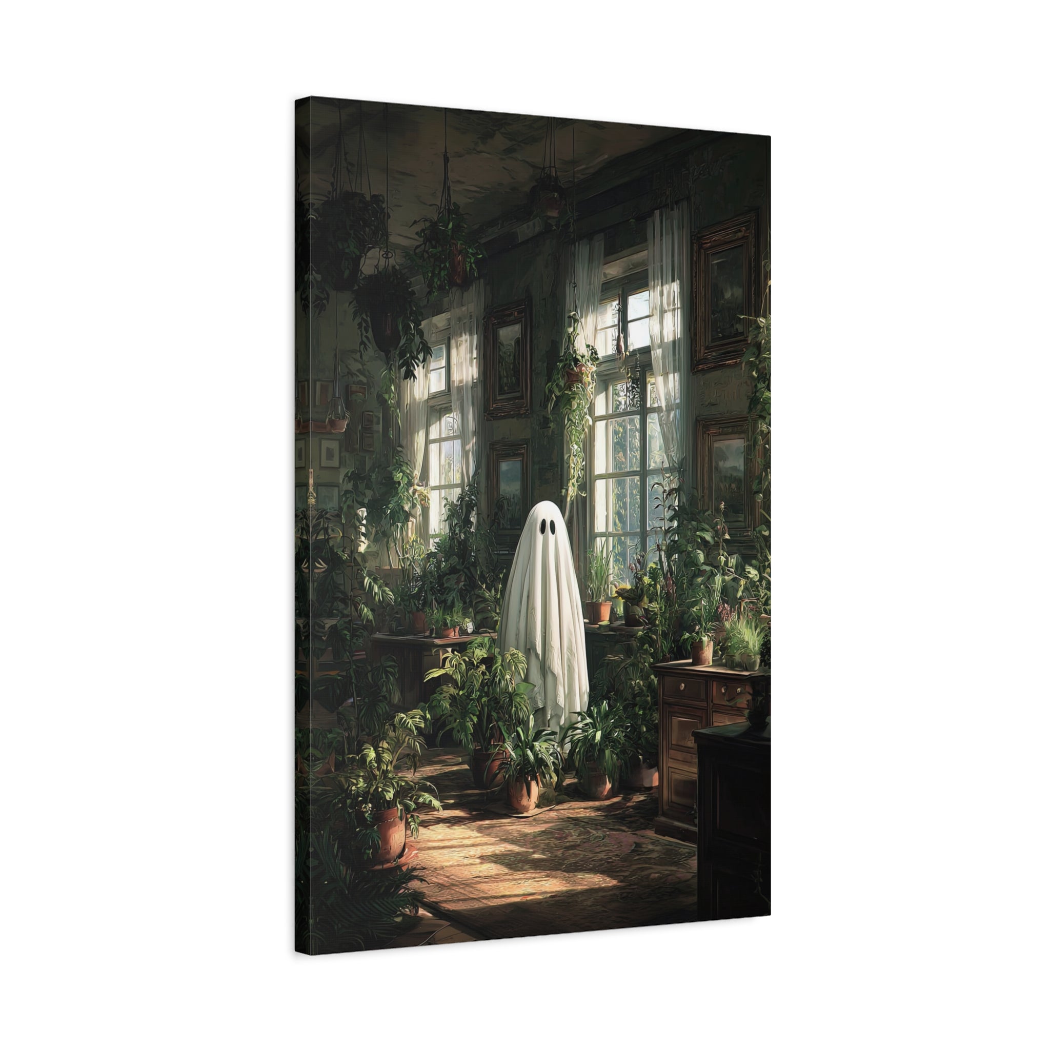 1.25" Matte Canvas - Ghost Among Houseplants