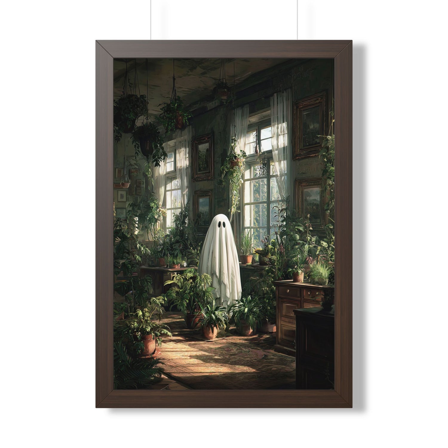 Framed Paper Print - Ghost Among Houseplants