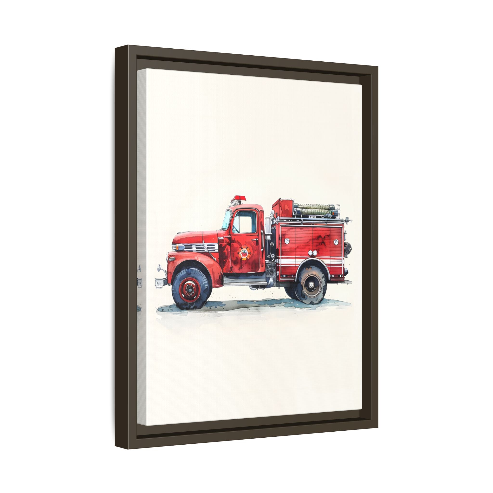 Framed Canvas - Vintage Firetruck Nursery