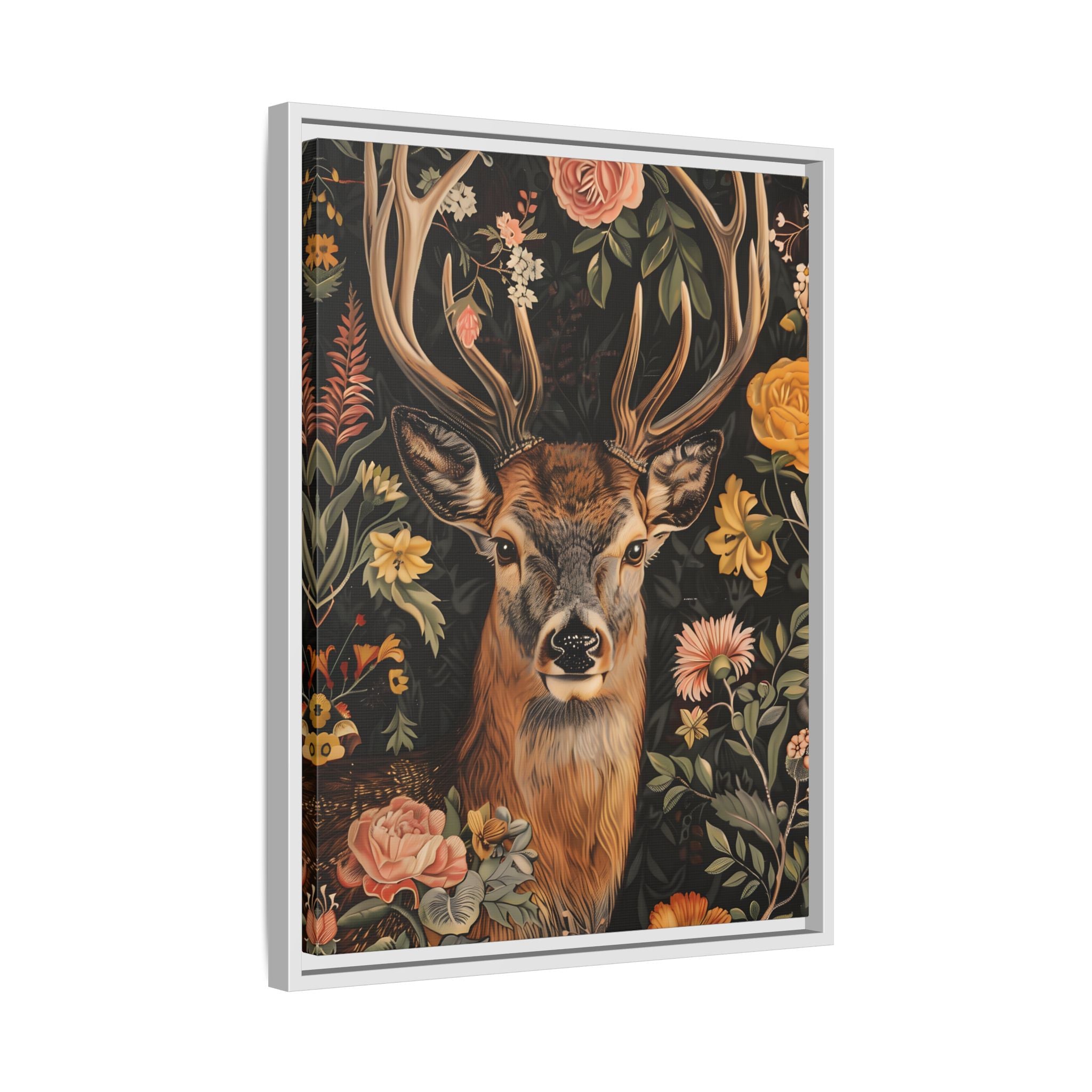 Framed Canvas - Floral Deer Majesty