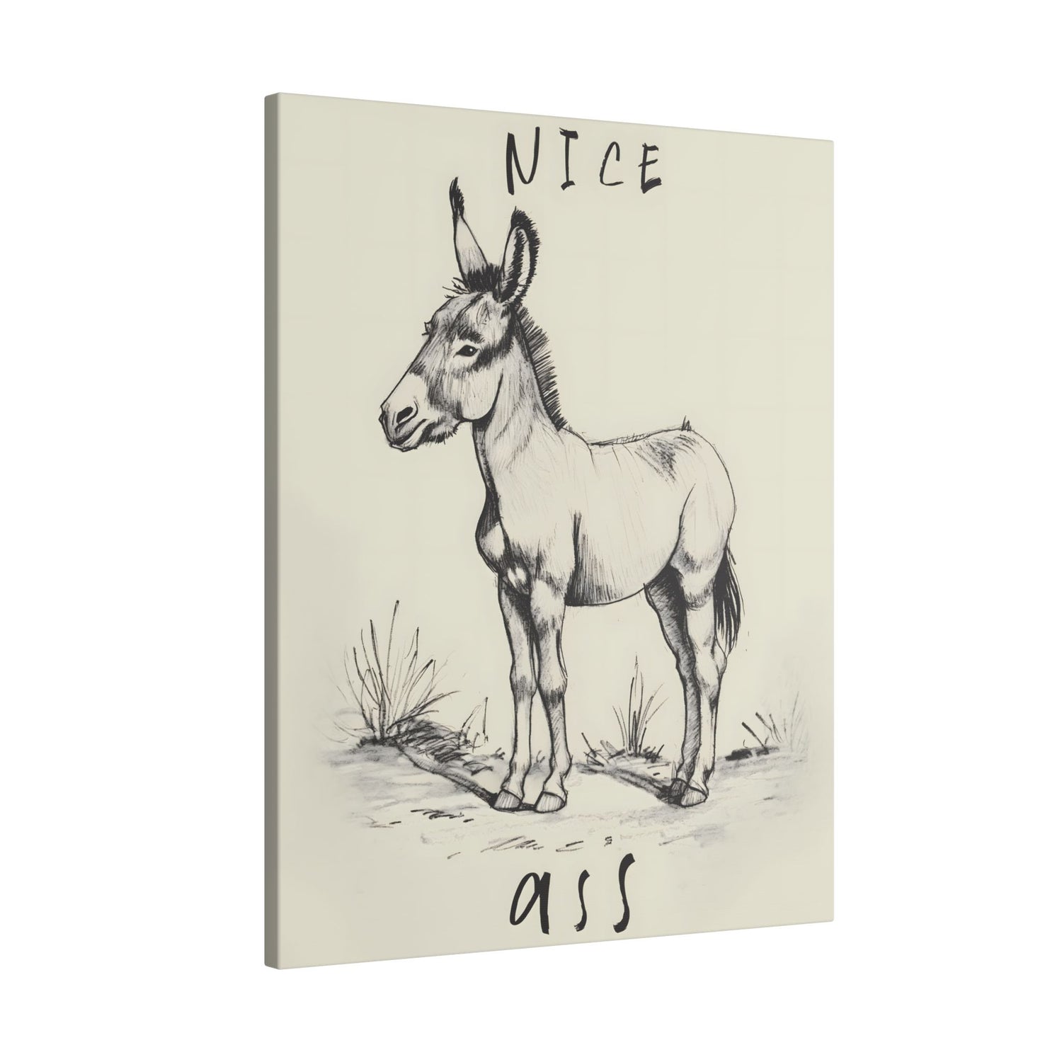 .75&quot; Matte Canvas - Donkey Line Art Humor