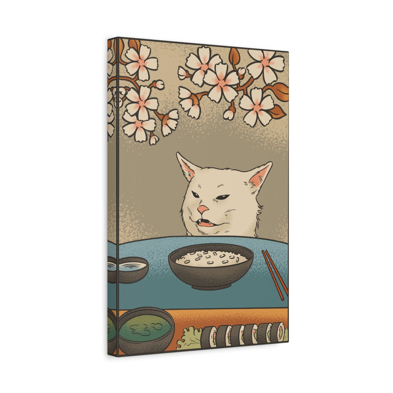 1.25" Matte Canvas - Unimpressed Cat Meme Ukiyo-e