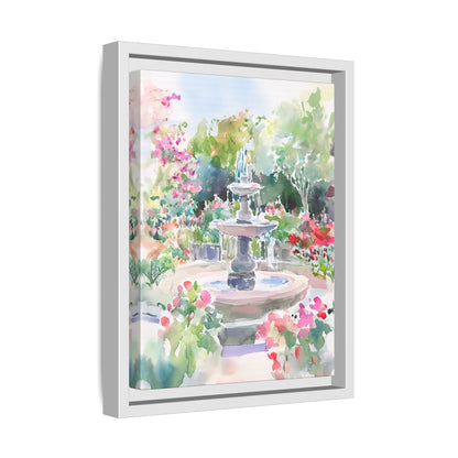 Framed Canvas - Charleston Garden Fountain View
