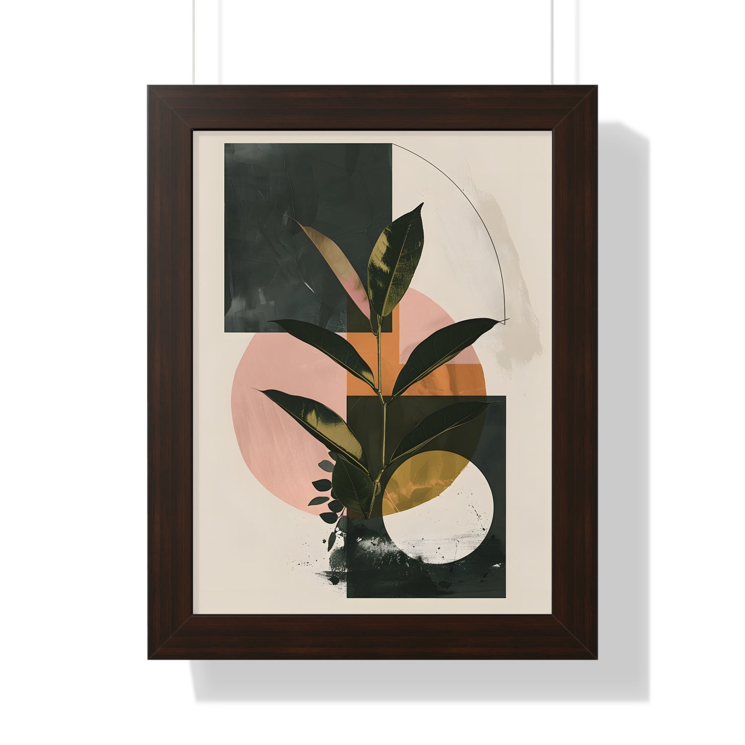 Framed Paper Print - Blush Geometry Leafscape