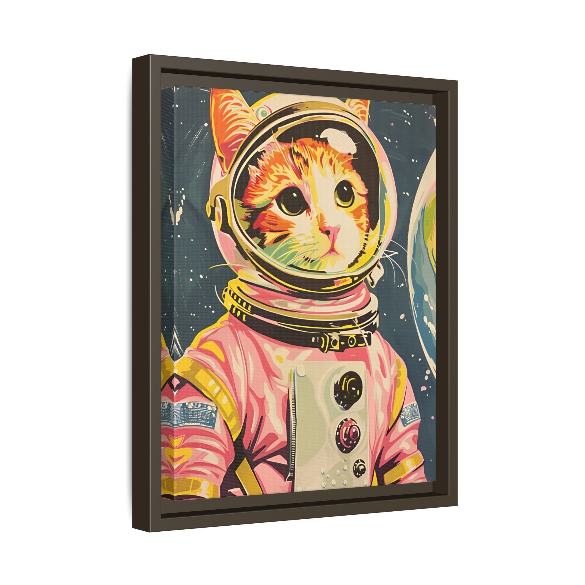 Framed Canvas - Catstronaut Pink Mission
