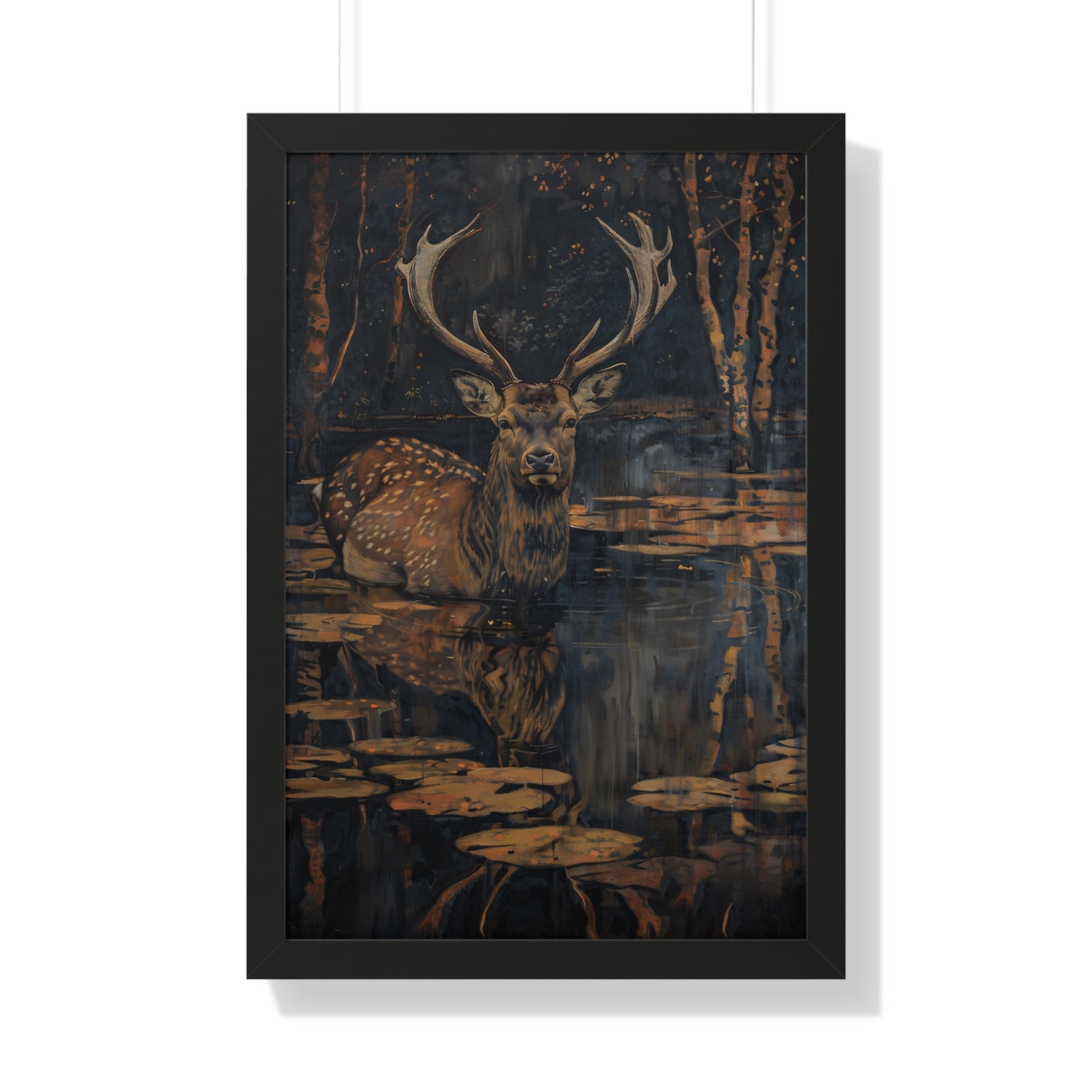 Framed Paper Print - Twilight Stag Reflection