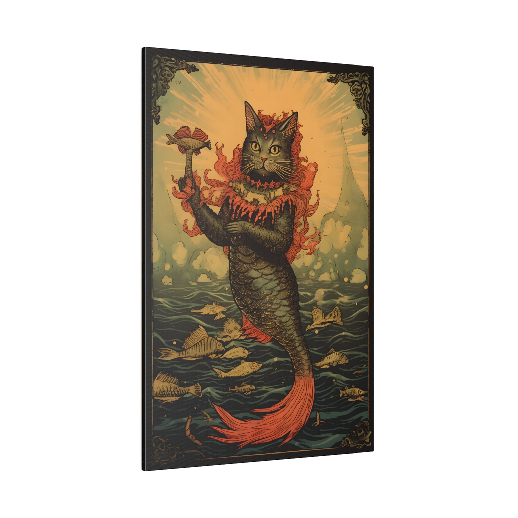 .75&quot; Matte Canvas - Fiery Feline of the Sea