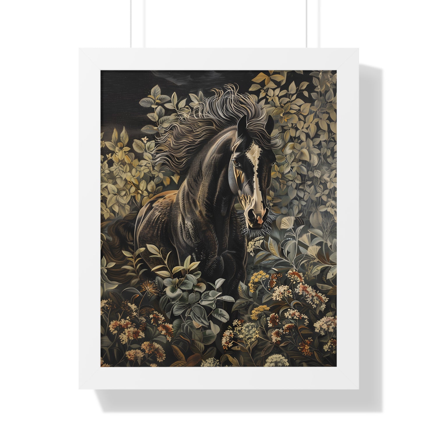 Framed Paper Print - Equine Elegance in Twilight Bloom