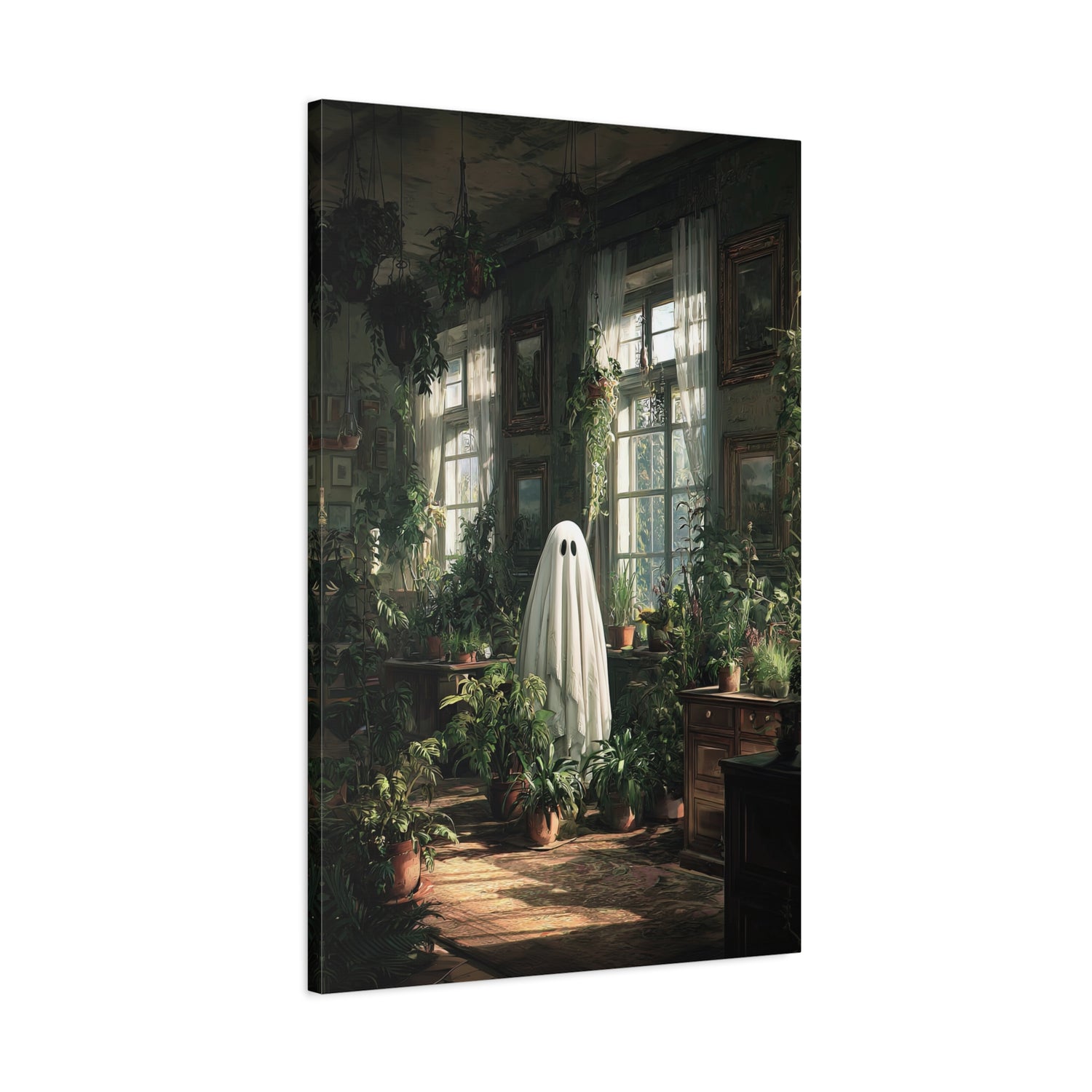 1.25" Matte Canvas - Ghost Among Houseplants